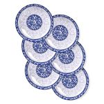 8-inch Porcelain Dinner Plates, Set of 6, Dessert Salad Pasta Plate Ceramic Dishes Round Plate，Serving Bread Appetizer Snack, Dinnerware Dishes Set, Blue and White