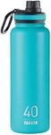 Takeya Originals 40 oz Vacuum Insulated Stainless Steel Water Bottle with Straw Lid, Ocean