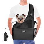 Eyein Pet Puppy Sling Carrier, Up to 6-15.8lbs Hand Free Cat Dog Papoose, Hard Bottom Support Small Animal Travel Tote Bags with Breathable Mesh Adjustable Padded Strap Safety Belt Machine Washable