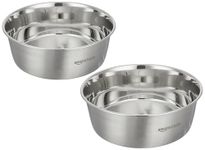 Amazon Basics Heavy Dog Bowl | Dog Bowl Big, Dog Bowl Large Size | Stainless Steel | Dog Food Bowl | Feeding Bowls for Dog, Cats and Pet (Pack of 2 x 1600 ml)