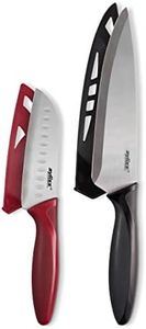 Zyliss 2-Piece Chef & Santoku Knife Set - Stainless Steel Knife Set - Chef and Santoku Knives - Travel Knife Set with Safety Kitchen Blade Guards - Dishwasher & Hand Wash Safe - 2 Pieces