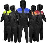 ALPHA CYCLE GEAR Rain Suit for Men & Women Jackets Pant Gear Reflective Rainsuit Waterproof (BLUE, LARGE)