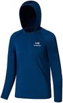 BASSDASH Youth UPF50+ Performance T Shirt with Hood Long Sleeve Fishing Hiking Sun Shirt FS03Y Dark Blue