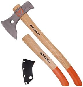 Wrangler Tools Titanium Camping Axe - 18" Wood Handle with Hammer End Hachet - Dual-Use Axe with Sheath and 2 Handles - Camping Gear & Outdoor Tools for Survival, Wood Splitting, Chopping & Hiking