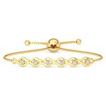 Clara 925 Pure Silver Interlock Hand Bracelet | Adjustable, Gold Plated, Anti Tarnish, Swiss Zirconia | Gift for Women and Girls