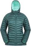 Mountain Warehouse Skyline Womens Hydrophobic Down Jacket - Water Resistant Ladies Coat, Insulated Puffer Jacket, Adjustable - For Travelling & Daily Use, Green, 4