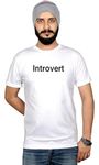 Workshop Graphic Printed Introvert T-Shirt for Mens Quirky tees Round Neck Half Sleeve White