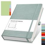 RETTACY Lined Journal Notebook - A5 Note Book Hardcover Notepad 192 Numbered Pages for Writing,100gsm Lined Paper, Leather Hardcover, for Women Men Work Office School,14.5 x 21cm - Gray Blue