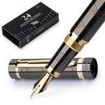 Wordsworth & Black Primori Fountain Pen Set [Gunmetal Gold]; Extra Fine Nib, Gift Case, 24 Ink Cartridges, Refill Converter, Manual; Journaling, Calligraphy, Smooth Writing Pens; Left and Right Handed