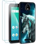 QUIETIP Case Compatible with SCHOK Volt SV55,Shockproof Full Body Protective Soft TPU Matte Non Slip Bumper Cover,2 x Tempered Glass Screen Protector,Wolf