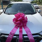 Chexin Pink Bow Large Mesh for Car Happy Birthday Gift Bicycle Gift Bow Large - XXL 45 cm, Giant Gift Bow for Weddings, New Homes, Parties, and Ribbons 600 cm Long