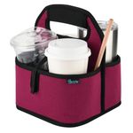 Beautyflier Reusable Insulated Coffee Cup Carrier, Portable Drink Holder with Handle Organizer Tote Bag for Hot & Cold Drinks (Wine Red)