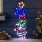 CHRISTOW Santa Star Christmas Light Outdoor Decoration, Energy Efficient LED Rope Light, Wall Mountable Silhouette, Mains Operated (127cm)