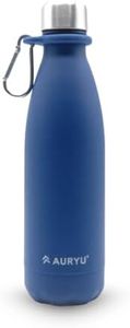 Auryu Best in Class Triple-Walled Insulated Stainless Steel Water Bottle with bonus handle included, Drinks Cold for 24h & Hot for 12h, Leak Proof, Make a Difference in the World, 17oz (Navy Blue)