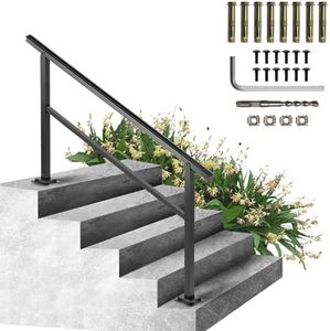 VEVOR Outdoor Handrail 165LBS Load Handrail Outdoor Stairs Aluminum Stair Handrail 60 x 35 Outdoor Stair Railing Transitional Range from 0 to 30° Staircase Handrail Fits 4-5 Steps with Screw Kit