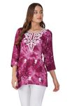 rytras Women's Embroidered Regular Top(Maroon,M)