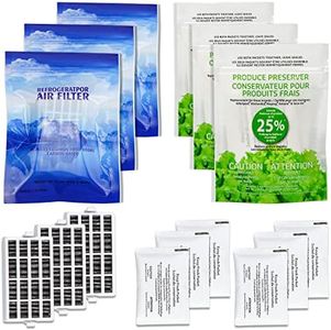 AMI PARTS W10311524 AIR1 Fresh Flow Air Filter & W10346771A Produce Preserver Replacement Compatible with Refrigerator (6 Packs)