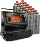 Eurocatch Gas heater - Incl. 12 gas bottles - Heater - Patio heater - Adjustable - Portable