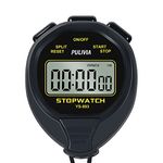 Waterproof Stopwatch Sport Timer Only Stopwatch with ON/OFF, No Clock No Date Silent Basic Operation Children Friendly, PULIVIA Digital Stopwatch for Kids Swimming Running Sports Training, Black