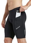baleaf Men's Padded Cycling Shorts Padding Bike Shorts Road Biking MTB Shorts Bicycle Pockets UPF 50+ Black L