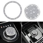 MARCHFA Gear Shift Knob Decals Custom Fit for Evoque 2011 2012 2013 2014 2015 2016 2017 Rhinestone Crystal Sticker Accessories (Silver, 2 Pcs)