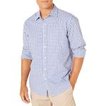 Amazon Essentials Men's Regular-Fit Long-Sleeve Casual Poplin Shirt, Blue White Checked, XL