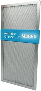 Washable Electrostatic Furnace Air Filter, MERV 8, (12" x 24" x 1") Aluminum Reusable Filter for Furnace, Central AC, and HVAC System