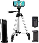 Phone Tripod EVERESTA 42 Inch Smartphone Tripod, Phone Tripod and Clicker, Phone tripod stand with Phone Holder Mount and Bluetooth Remote Shutter