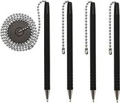 Nobo 4-Secure Pen With Chain & Office Pen Holder (Black), Security Pen Holder for Home Office Supplies, Black Ink