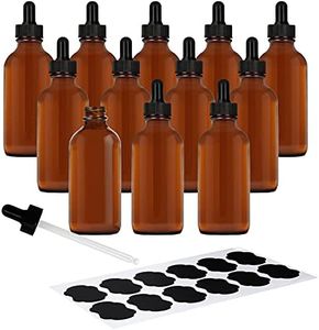 BELLE VOUS Pack de 12 Goteros Cuentagotas Cristal 60 ml Botellas Vacías con Cuentagotas y Etiquetas – Botella Vacía Tintura para Aceites Esenciales/de Belleza, Aromaterapia y Más
