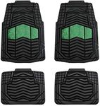 August Auto All Weather Two Tone Universal Fit Car Floor Mats, Fit for Cars, Sedans, SUVs, Trucks and Vans Set of 4 (Black and Green)