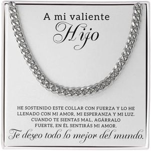 Collar Cubano para Hijo - A Mi valiente Hijo Te Quiero - Ideas de Regalo para Él para Navidad Cumpleaños - Set de Regalo con DEDICACIÓN incluido (A mi Valiente Hijo)