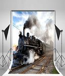 Yeele 3x5ft Old Fashioned Steam Locomotive Photo Backdrop Vinyl Vintage Classic Railway Engine Retro Train Photography Background For Adults Baby Portraits Party Decoration Booth Studio Props