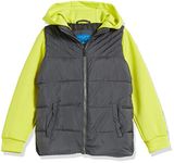 Perry Ellis Boys' 2fer Puffer Vest Hooded Neoprene Jacket Fleece, Charcoal, 3 Years