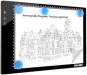 IMAGE Rechargeable Magnetic A4 LED Light Pad, Tracing Pad, Ultra-Thin USB Powered with Memory Function Light Box, Great for Diamond Painting, Animation, Tattoo, Sketching and Design (6000K White)