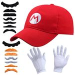 TISOSO Funny Hat Baseball Cap Mustaches Anime Unisex Adult Cap for Halloween Cosplay, Red, One size