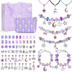 Donaky Jewellery Bracelet Making Kit, Charm Kids Jewellery Sets for Girls DIY Beads for Bracelet Making Craft Kits for Kids 6-12 Years Old Teenage, Purple