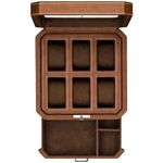 ROTHWELL 6 Slot Leather Watch Box with Valet Drawer - Luxury Watch Case Display Organizer, Microsuede Liner, Locking Mens Jewelry Watches Holder, Men's Watch Storage Large Glass Top (Tan/Brown)