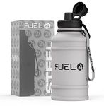 Fuel24 1.3L/2.2L Water Bottle Metal - STRONG, Drop & Leakproof BPA free 2L 1L Stainless Steel Water Bottle (1 Litre) - Large Gym Bottles for Men, Sports Water Bottle, Travel, Hiking Water Bottle