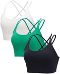 RUNNING GIRL Sports Bra for Women Padded Medium Support Criss Cross Strappy Bras Seamless High Impact Yoga Exercise Athletic Bras(WX3007 Black+White+Green_S)