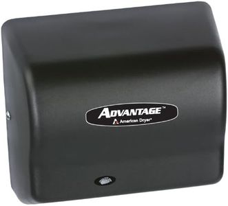 American Dryer AD90-BG Advantage Steel Standard Automatic Hand Dryer, Black Graphite Epoxy Finish, 1/8 HP Motor, 100-240V, 5-5/8" Length x 10-1/8" Width x 9-3/8" Height