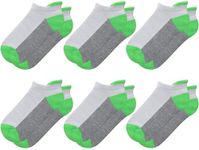 Sunew Toddler Socks Girls, 6 Pairs Boys Ankle Athletic Socks for Big Little Kids Half Cushioned Daily Low Cut Socks,6-Pair Green 5-8 Years