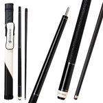 CUEDESG Carbon Fiber Pool Cue Stick 10.5mm/11.8mm/12.5mm,Low Deflection Pool Stick,Professional Cue Stick with Case… (Black_Leather Wrap_10.5mm)