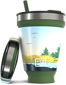 HYDAWAY Collapsible Tumbler with Lid and Straw - 16 oz I Portable, Insulated Silicone Travel Mug, Hot & Cold Foldable Cup for Coffee, Tea, Camping & Backpacking, Spill Proof Lid & Steel Rim