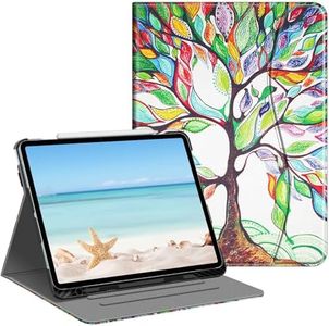 Fintie Folio Case for iPad Air 13-inch (M2) 2024, Multi-Angle Viewing Protective Stand Cover with Pencil Holder & Pocket, Auto Sleep/Wake, Love Tree