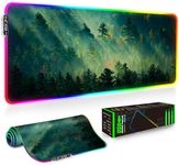 Galdas Gaming Mouse Pad XXL XL Large Long Extended Big Mousepad Non-Slip Rubber Keyboard Mouse Pad with Stitched Edges for Laptop Home Office (31.5x11.8x0.08 Inch) … (RGB Green Tree)