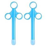 2Pcs Lube Applicator Syringes, Tube Launcher Shooter Reusable Lubricant Oil Injector Propeller Lube with Smooth Round Cap Syringes for Men Women Blue