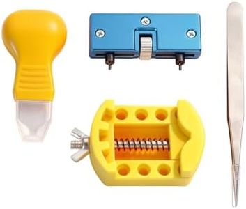 Griscrad Watch Battery Replacement Tool Kit with Watch Back Remover Holder, Spring Bar, Tweezers, Watch Repair Tools & Kits for Watch Back Removal Battery