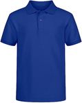 Nautica Boys' Big School Uniform Short Sleeve Polo Shirt, Button Closure, Comfortable & Soft Pique Fabric, Royal Blue, 8