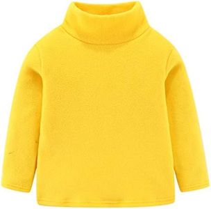 Mud Kingdom Toddler Boys and Girls Fleece Pullover Sweatshirt Mock Neck Plain Yellow Tops Soft 2T